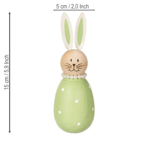 Artikel Hasen Deko Figuren in Pastell Holz Osterhasen mit Perlenkette 14,5×5cm 3St