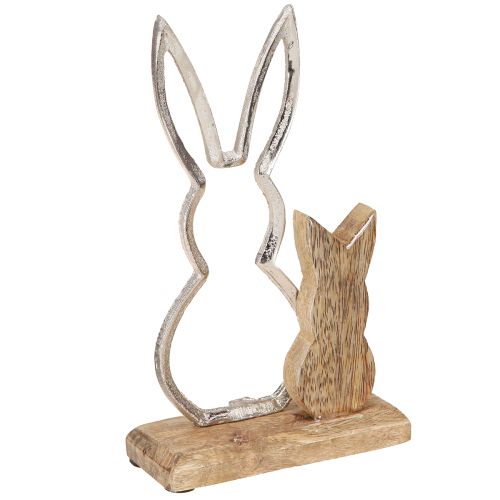 Deko-Hase Metall & Holz – Moderne Osterfigur im natürlichen Design 22cm 2 St