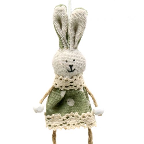 Floristik24 Hase Stoff zum Hängen Rosa/Grün 12cm 6St