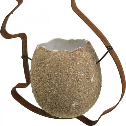 Floristik24 Hasendeko zum Hängen, Metall-Hase mit Ei, Eierschale zum Bepflanzen Edelrost 3St