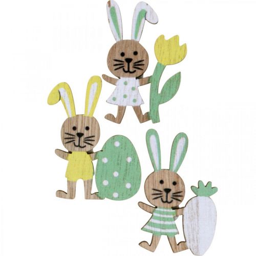 Floristik24 Streudeko Ostern, Hasen mit Ei Blume und Karotte, Osterhase, Streuteile mit Klebepunkt H5cm 48 St