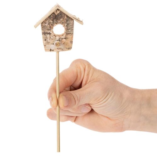 Deko-Vogelhaus Birke 5cm Blumenstecker 4er-Set | Floristik24.ch