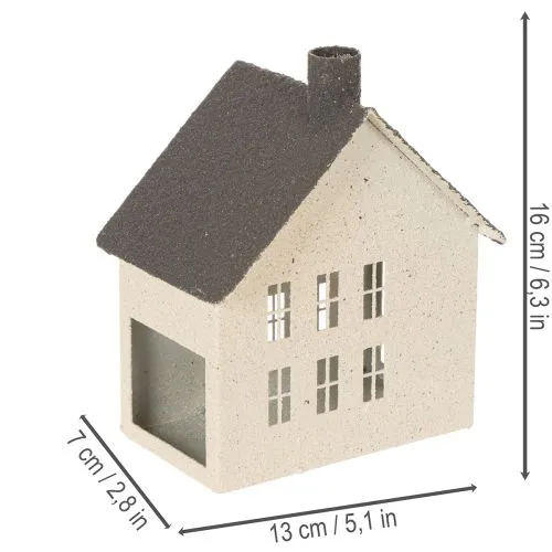 Lichthaus aus Metall 16cm Grau Beige für Innenbereiche | Floristik24.ch