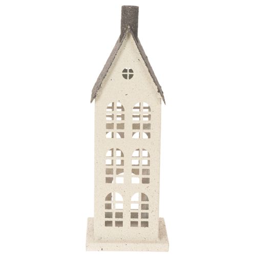 Dekohaus aus Metall mit Fenstern und Kamin 28 cm Beige-Grau für Innen | Floristik24.ch
