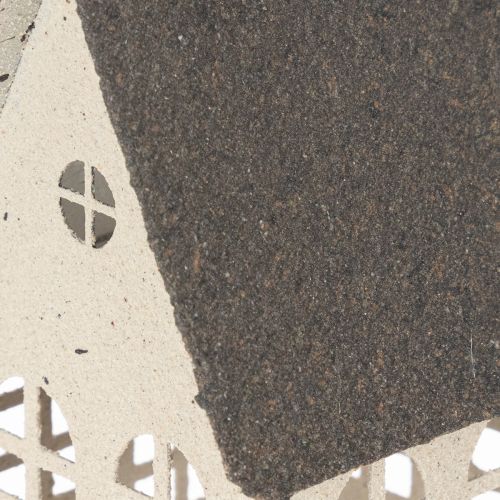 Dekohaus aus Metall mit Fenstern und Kamin 28 cm Beige-Grau für Innen | Floristik24.ch