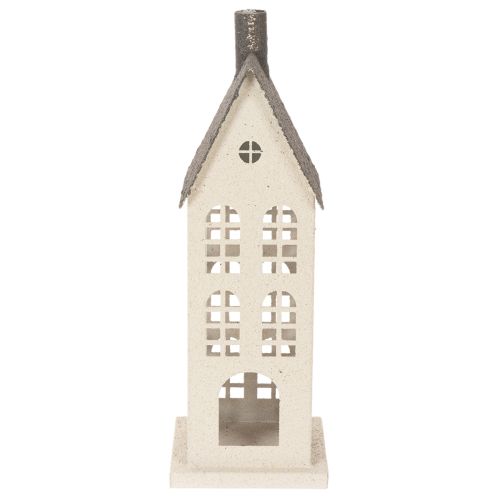 Dekohaus aus Metall mit Fenstern und Kamin 28 cm Beige-Grau für Innen | Floristik24.ch
