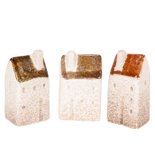 Dekohaus Set aus Keramik 3 Miniaturhäuser 7 cm für Innenbereich