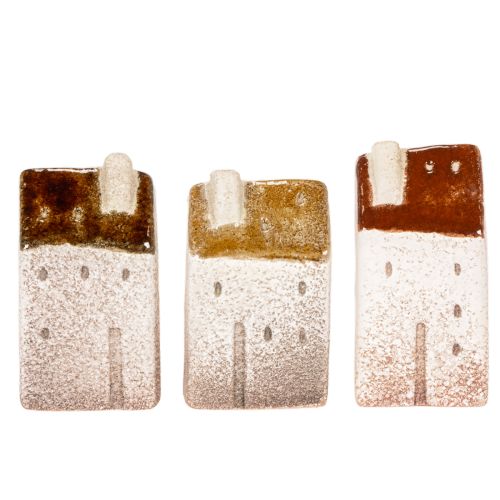 Dekohaus-Set Miniaturhäuser aus Keramik 9 cm Braun 3-teilig | Floristik24.ch