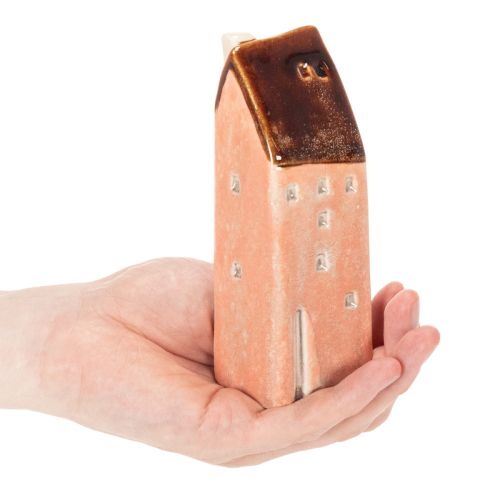 Keramik-Dekohaus Set 14 cm 3-teilig, warme Farben | Floristik24.ch