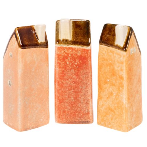 Keramik-Dekohaus Set 14 cm 3-teilig, warme Farben | Floristik24.ch