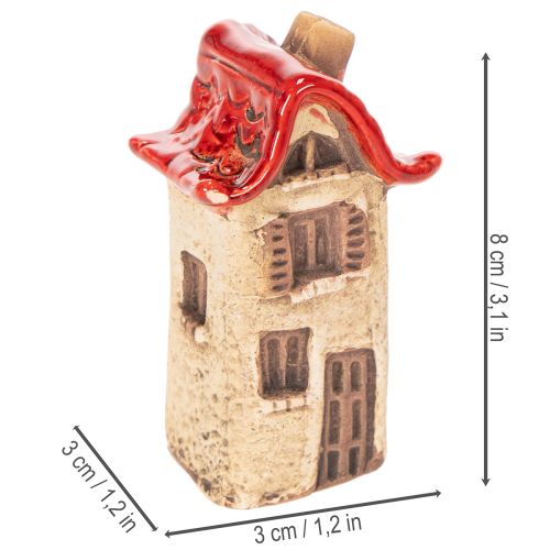 Keramikhaus Set 2 Stück, rot-beige, 7-8 cm, Dekoration | Floristik24.ch
