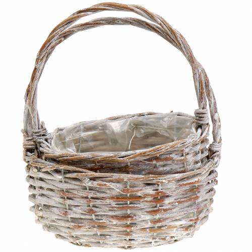Floristik24 Henkelkorb Oval Natur-Weiß gewaschen 22x16/19x14cm 2er-Set