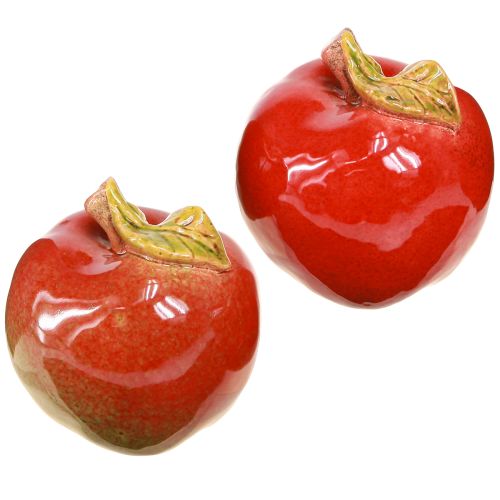 Floristik24 Herbstdeko Keramik Äpfel Tischdeko Rot Grün H9cm 2 St