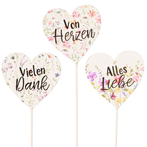 Floristik24 Herz-Pflanzenstecker mit Botschaft – Deko für Blumen & Geschenke 7cm x 7cm 12 St