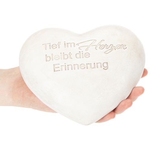 Herz Gedenkstein aus Polyresin 17 cm in Grau mit Spruch | Floristik24.ch