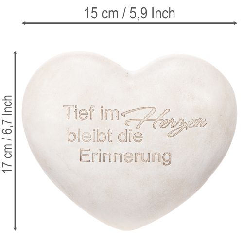 Herz Gedenkstein aus Polyresin 17 cm in Grau mit Spruch | Floristik24.ch