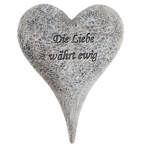 Floristik24 Gedenkfiguren Herz mit Spruch Grau 14cm x 10,5cm 4St