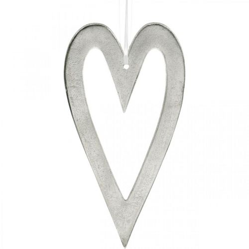 Deko Herz zum Aufhängen Silbern Aluminium Hochzeitsdeko 22×12cm