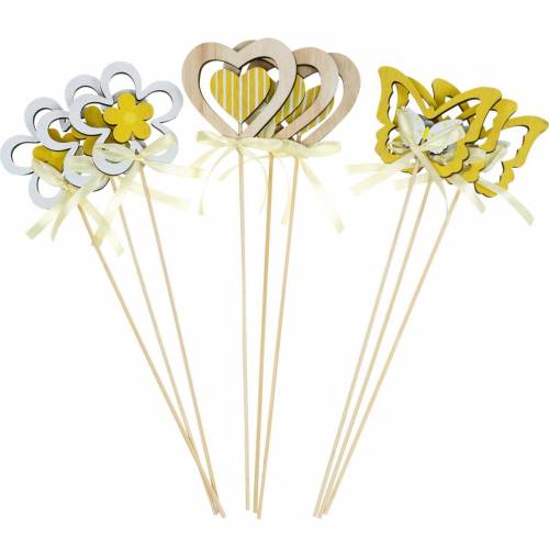 Floristik24 Dekostecker Schmetterling Blume und Herz, Frühlingsdeko, Blumenstecker, Valentinstag 9St