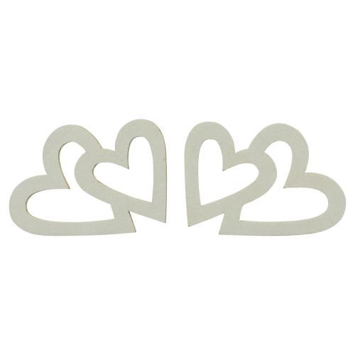Floristik24 Herz Deko Streudeko Doppelherzen Holzdeko Creme 4,5cm 48 St