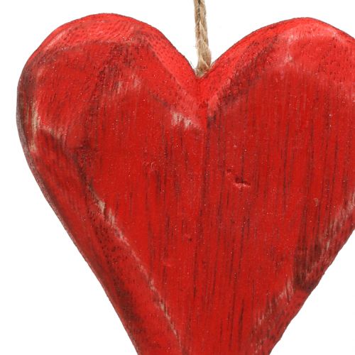Artikel Herzen aus Holz zum Hängen Rot, Weiß 11,5cm 4St