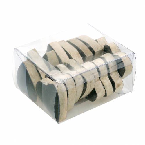 Floristik24 Herzen aus Mangoholz Glasiert Natur, Schwarz 4,3cm × 4,6cm 16 St