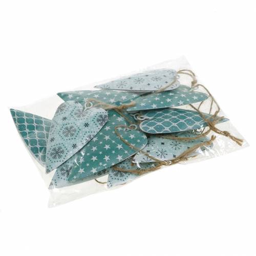 Floristik24 Dekohänger Herz Metall Grün Weiß Vintage 3,5x6,5cm 12St