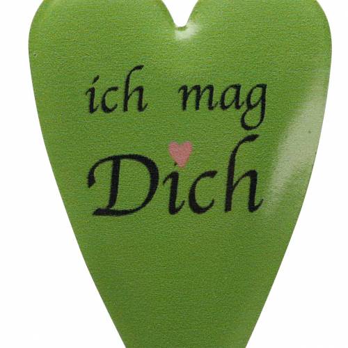 Floristik24 Herz am Stab mit Spruch Bunt sortiert Metall 4cm 8 St