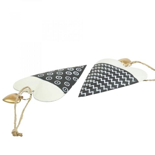 Artikel Herz Schwarz Weiß Metall Deko zum Hängen 7,5×11cm 4 St