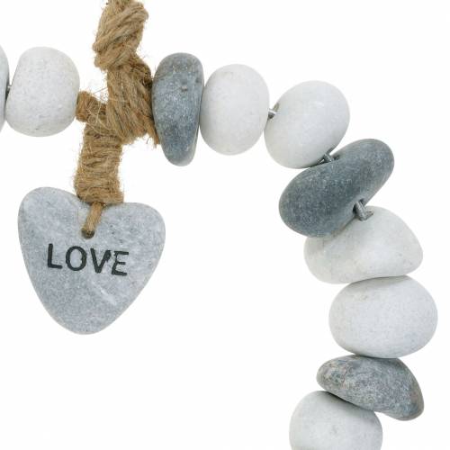 Artikel Herz zum Hängen “Love” aus Flusskieseln Natur, Grau/Weiß Ø18cm 1 St