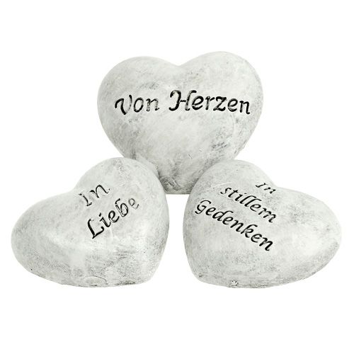 Artikel Herz mit Schrift grau 5,5cm 6St