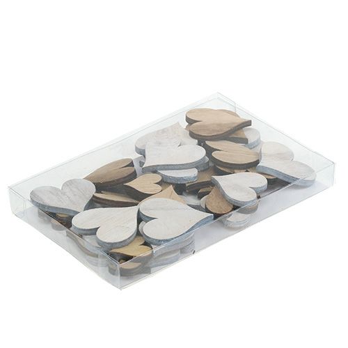 Floristik24 Herzen Mix aus Holz Grau, Natur 2,5cm - 5cm 46St