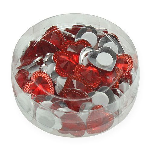 Floristik24 Herzen zum Aufkleben Diamant Rot 2cm 48St