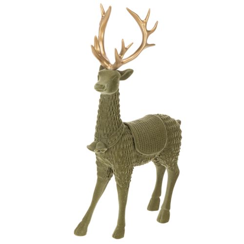 Dekorativer Hirsch stehend mit goldfarbenem Geweih 31 cm grün online kaufen | Floristik24.ch