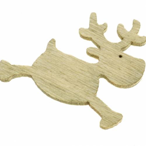 Floristik24 Streudeko Hirsch aus Holz Weiß, Braun, Natur 4cm 72 St