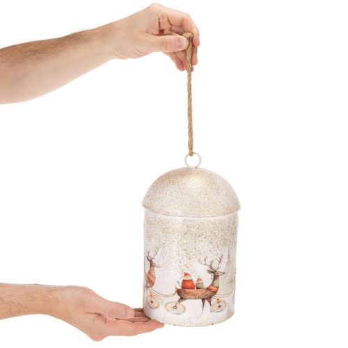 Weihnachtsglocke aus Metall mit Rentiermotiv 26cm Weiss und Gold | Floristik24.ch