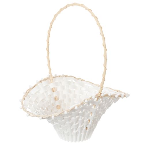 Weisses Kunststoff Streukörbchen mit Rattanrand 24x17cm für Hochzeiten | Floristik24.ch