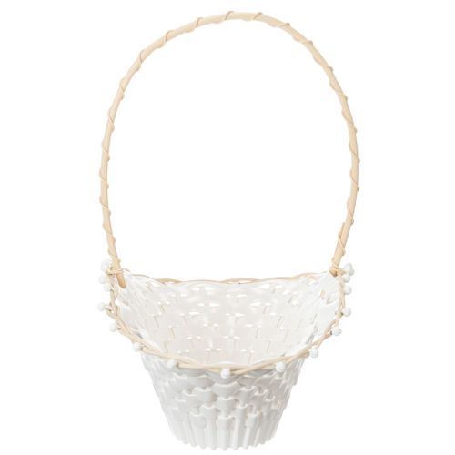 Weisses Kunststoff Streukörbchen mit Rattanrand 24x17cm für Hochzeiten | Floristik24.ch