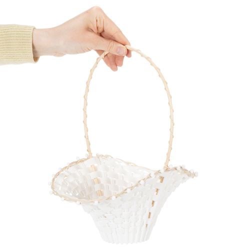 Weisses Kunststoff Streukörbchen mit Rattanrand 24x17cm für Hochzeiten | Floristik24.ch