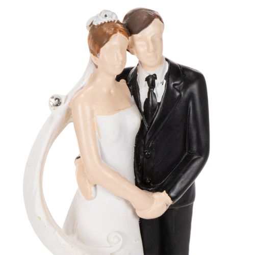 Hochzeitsfigur Brautpaar aus Polyresin 10,5cm Weiss-Schwarz mit Stassdekor | Floristik24.ch
