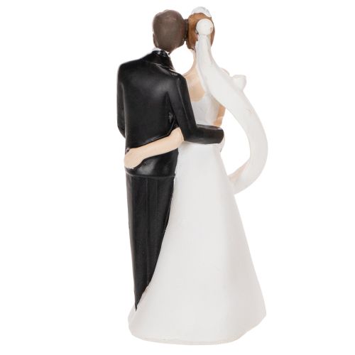 Hochzeitsfigur Brautpaar aus Polyresin 10,5cm Weiss-Schwarz mit Stassdekor | Floristik24.ch