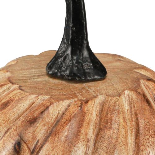 Artikel Holz Kürbis mit Stiel aus Metall Natur Schwarz Ø12cm H13cm