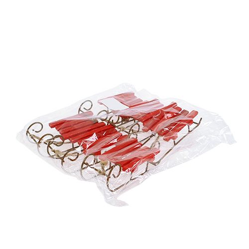 Floristik24 Holz Schlitten zum Hängen Rot 12cm x 4,5cm x 3,5cm 6 St