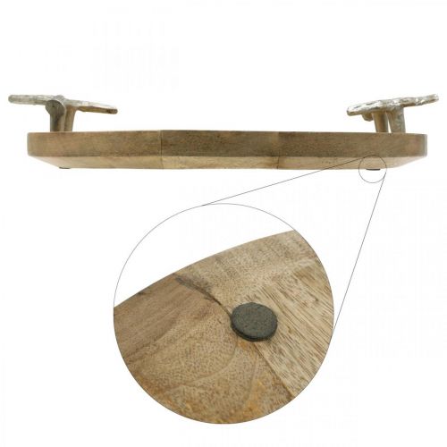 Floristik24 Holz Tablett Rund mit Geweih Henkel Dekotablett Rustikal Ø39cm