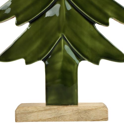 Floristik24 Holz Deko Tannenbaum Grün Glanz Effekt 23,5×5×60cm