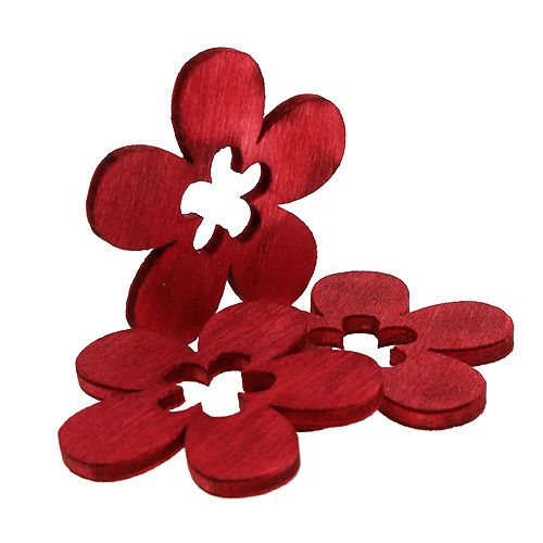 Floristik24 Holzblumen Rot 4cm 72 St