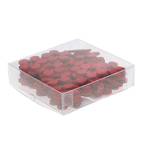 Floristik24 Holzblumen Rot 4cm 72 St