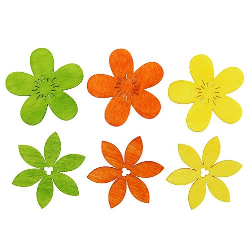Floristik24 Holzblumen 4cm bunt sort. 72 St