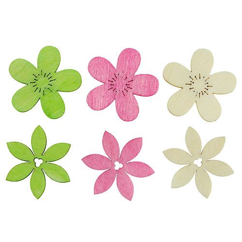 Artikel Holzblumen 4cm Pastell sort. 72St