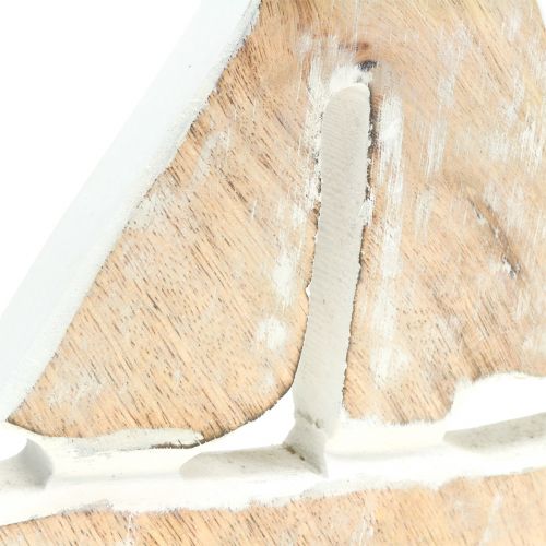 Floristik24 Deko Boot aus Mangoholz Natur, Weiß 21cm x 18cm